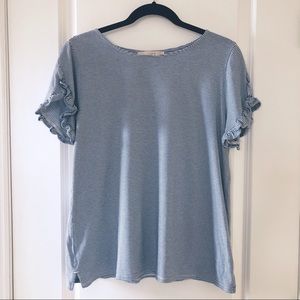 Loft Ruffle Sleeve Tee, L, VGUC